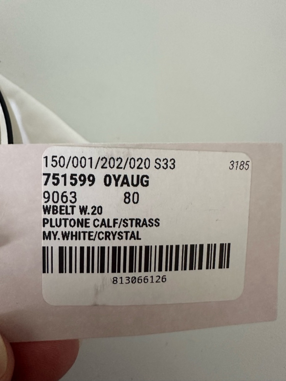 Gucci White Leather Logo Belt with Gold Crystal-Embellished Buckle 80 - Picture 5 of 5